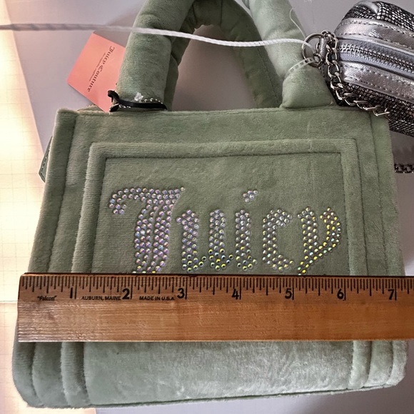 Juicy Couture Big Spender 3 Pc Set Sage Green Mini  Tote Coin Purse Wristlet - Picture 6 of 7